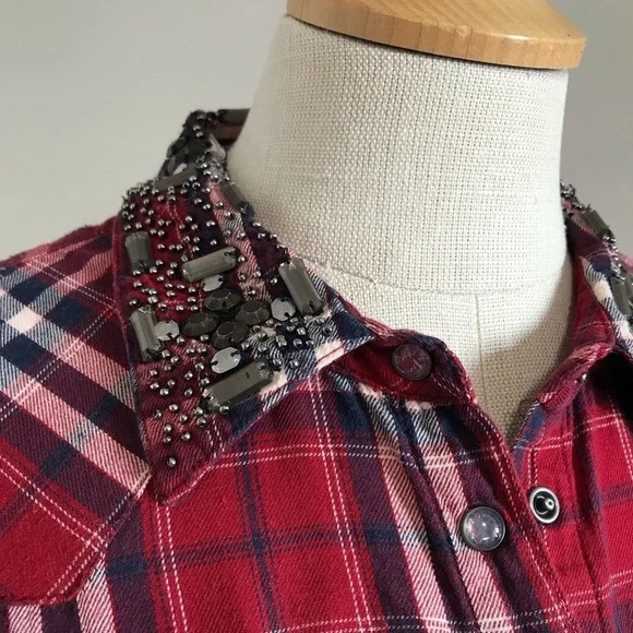 Guess Vintage Western Shirt - Gemstone Collar - Size Small - Picture 7 of 12